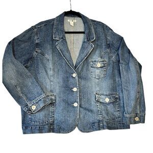 Vintage Duck Head Chore Jacket Blue Denim Button Front 90s Y2K